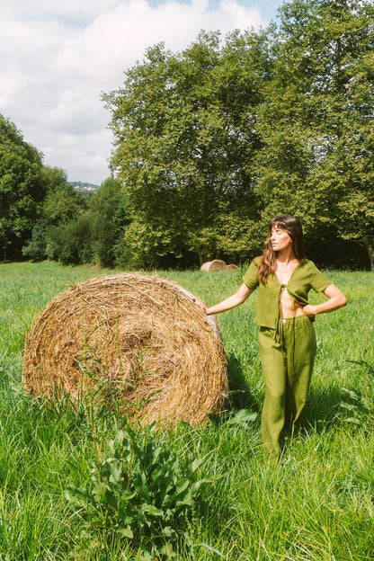 SUNRISE BLOUSE MANCHES COURTES | VERT MOUSSE